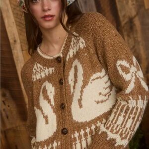 NEW! Blu Pepper Tan and Cream Swan Cardigan